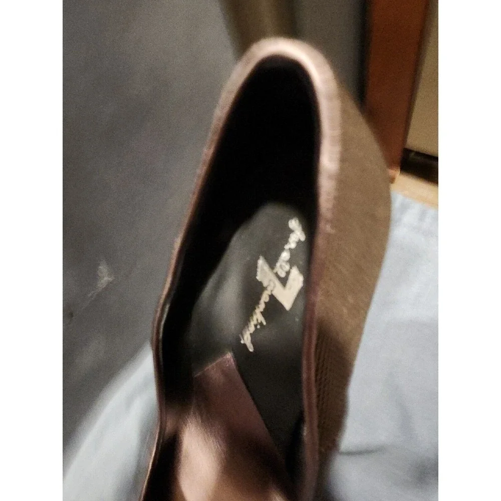7 For All Mankind Elizabeth Pumps Gunmetal Metallic Shoes Stiletto Heels 8 M